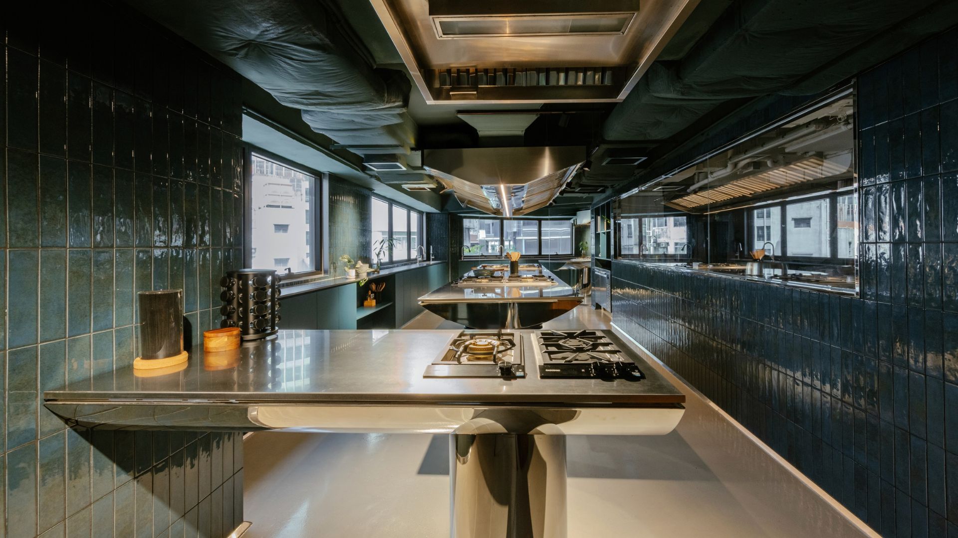 Culinary studio kitchen with modern equipment
